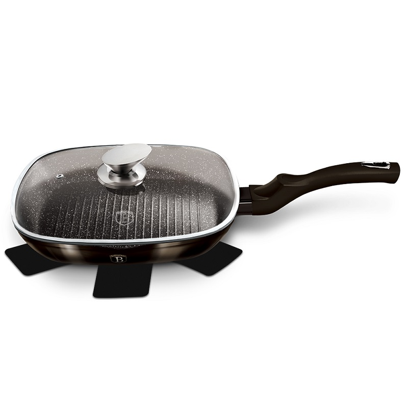 Ribbed Skillet with lid 28 cm Berlinger Haus BH-6612 Black