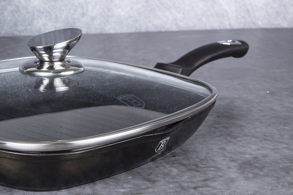 Ribbed Skillet with lid 28 cm Berlinger Haus BH-6612 Black