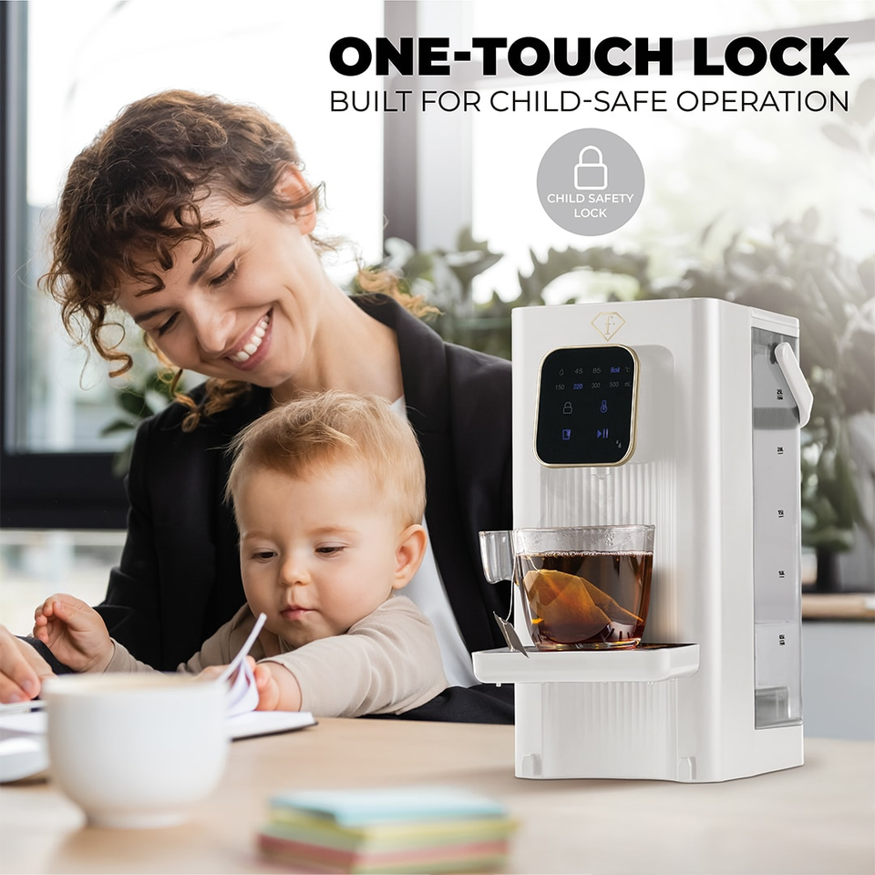 2-in-1 Digital Water Dispenser FTV0188 Cream–Gold | Hot & Filtered Water | 18–100°C | Berlinger Haus