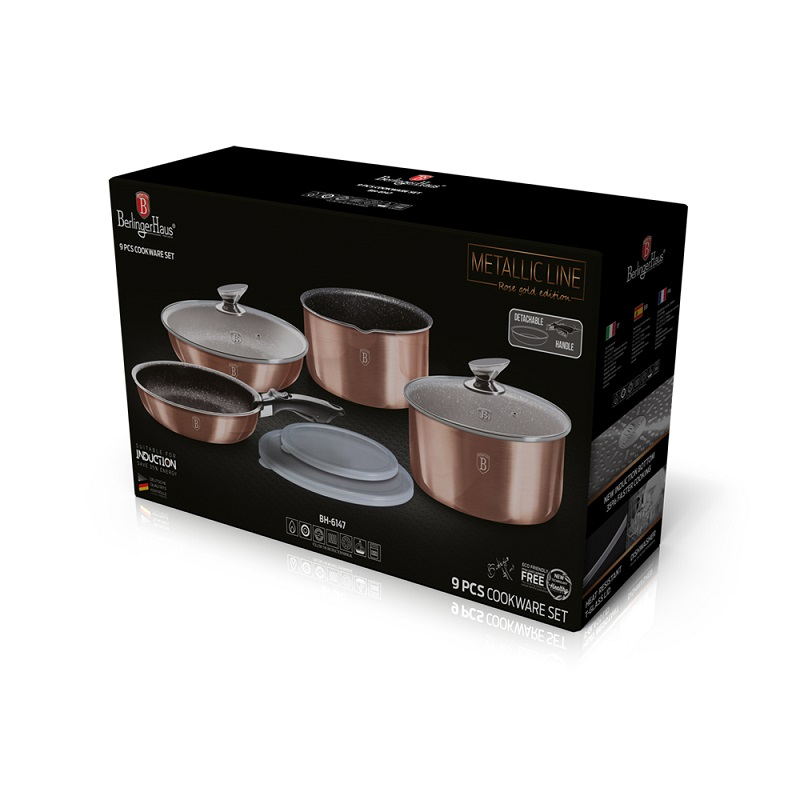 9-Piece Cookware Set Berlinger Haus BH/6147 Rose Gold Collection