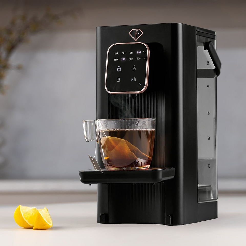 2-in-1 Digital Water Dispenser Black–Rose Gold FTV0187 | Instant Hot & Room Temperature Water | Touch Control | Berlinger Haus