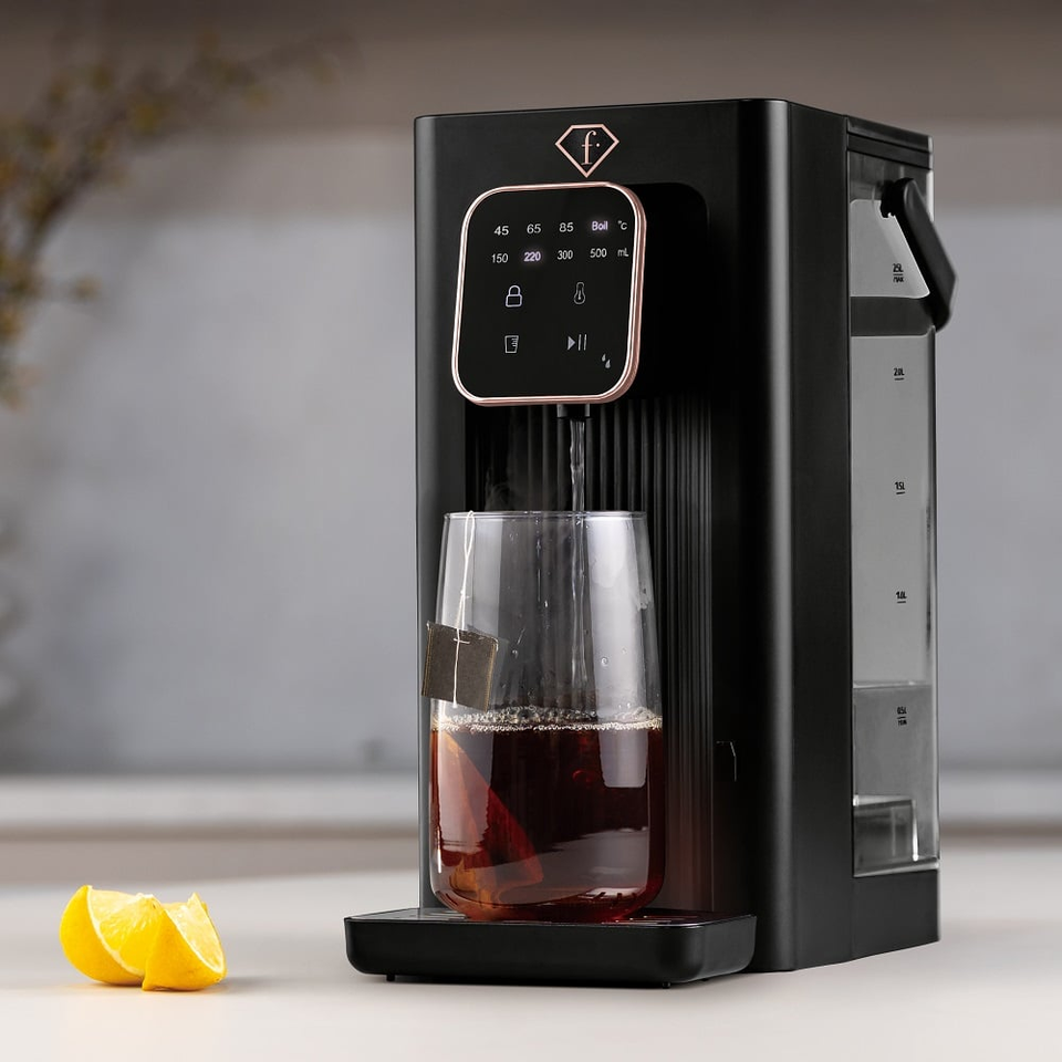 2-in-1 Digital Water Dispenser Black–Rose Gold FTV0187 | Instant Hot & Room Temperature Water | Touch Control | Berlinger Haus