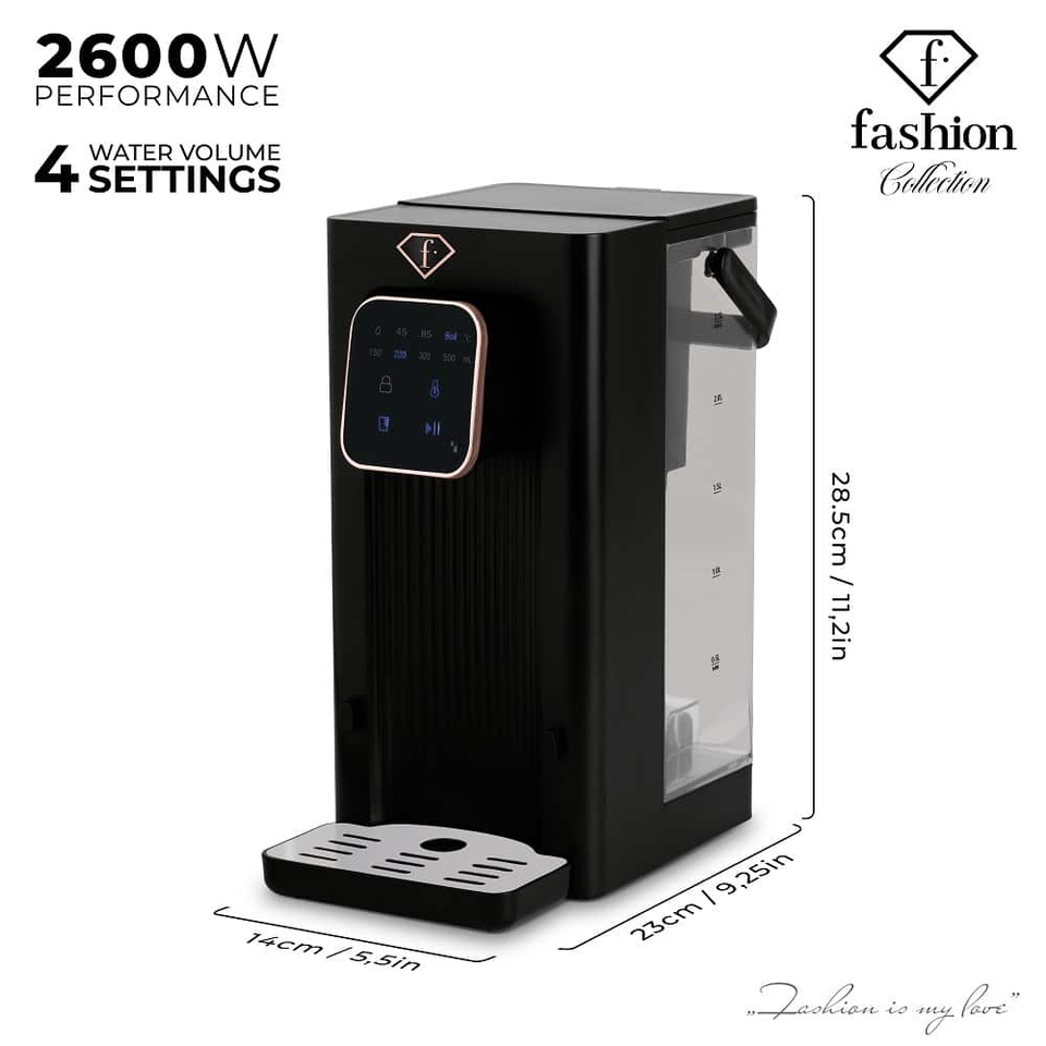2-in-1 Digital Water Dispenser Black–Rose Gold FTV0187 | Instant Hot & Room Temperature Water | Touch Control | Berlinger Haus