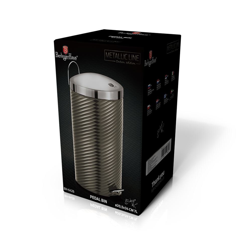 Pedal Bin 7L Berlinger Haus BH/6426 Metallic Carbon Line