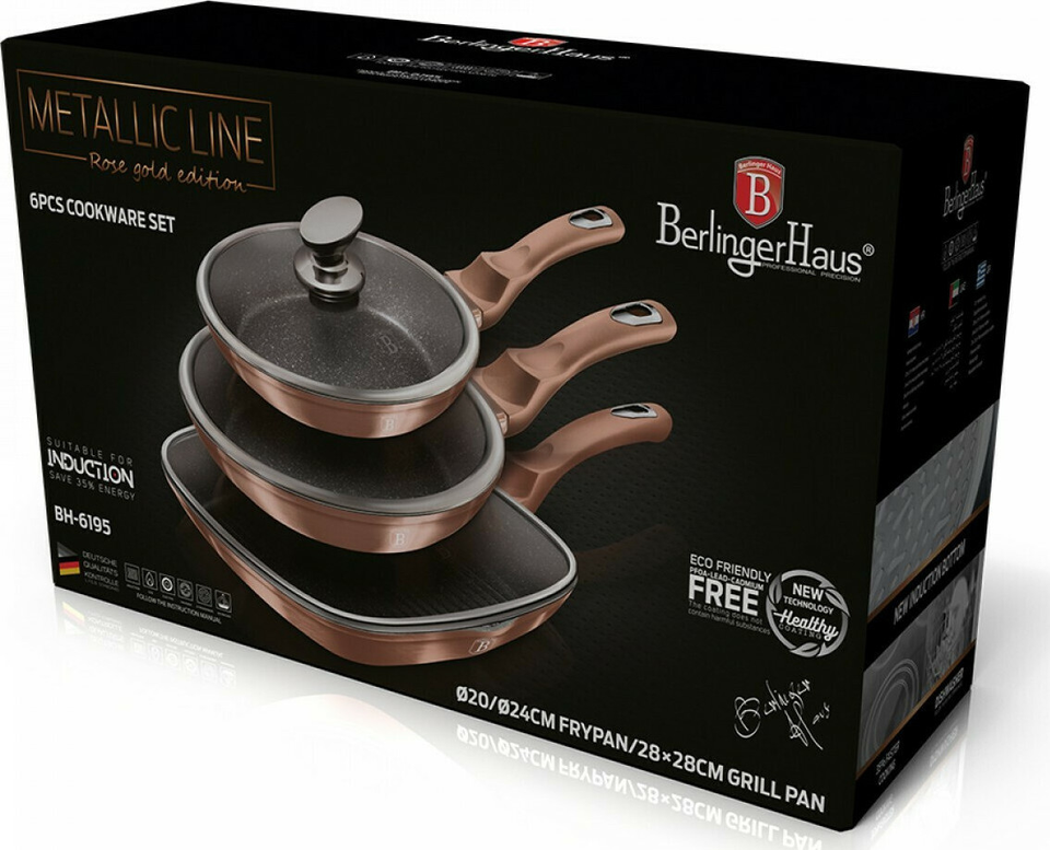 6-Piece Frying Pan Set Berlinger Haus BH/6195 Rose Gold Collection