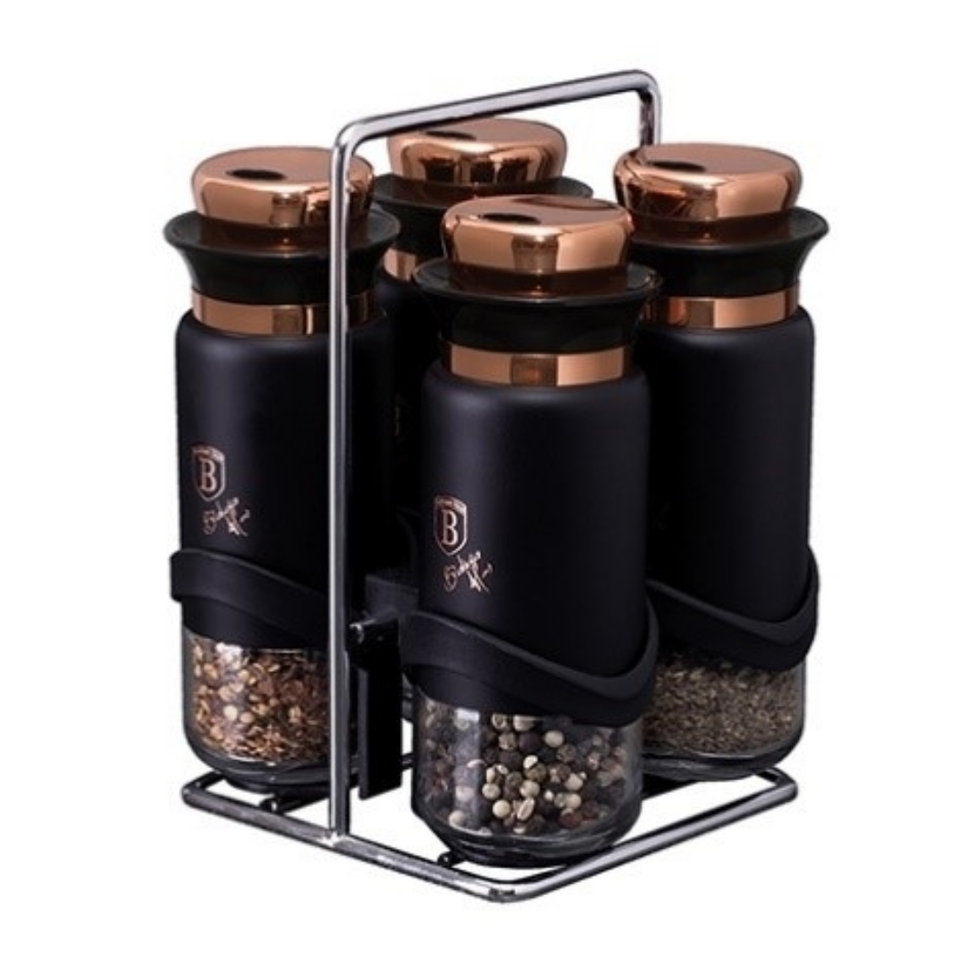 5-Piece Spice Jars Berlinger Haus BH/1999 Black Rose Collection