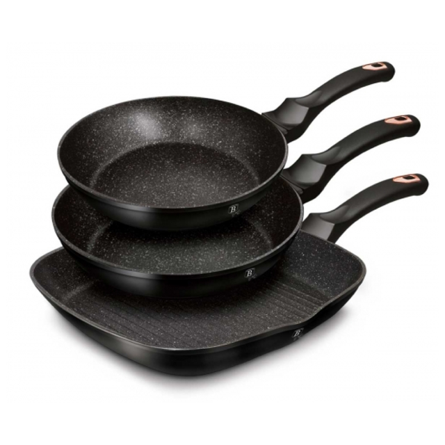 3-Piece Non-stick Pan Set Berlinger Haus BH/6156 Black Rose