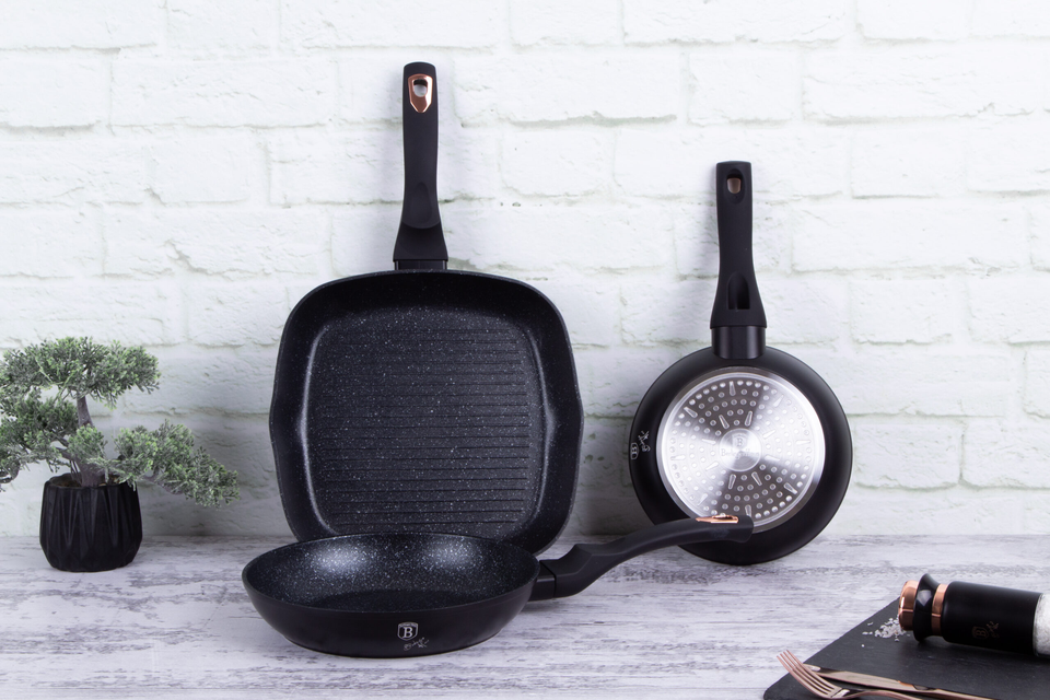 3-Piece Non-stick Pan Set Berlinger Haus BH/6156 Black Rose