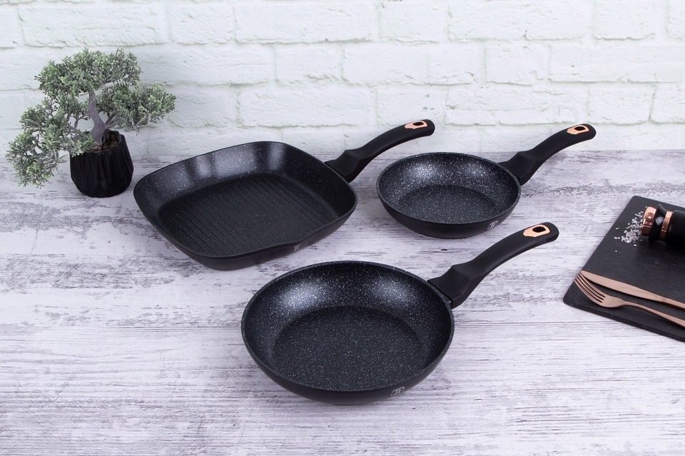 3-Piece Non-stick Pan Set Berlinger Haus BH/6156 Black Rose
