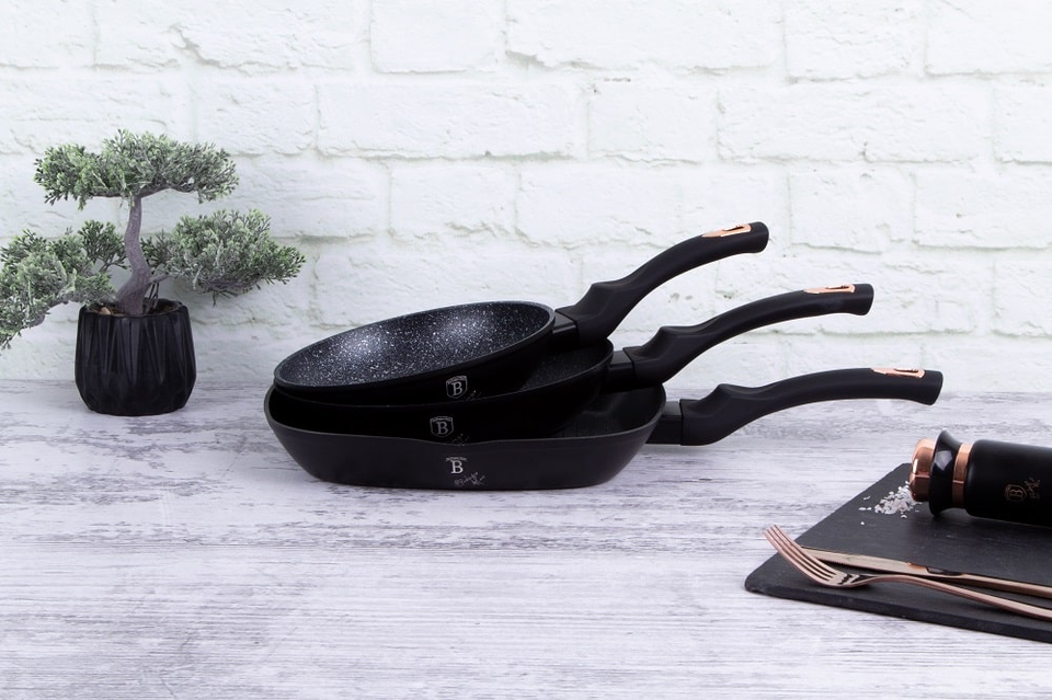 3-Piece Non-stick Pan Set Berlinger Haus BH/6156 Black Rose