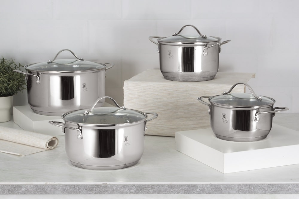 8-Piece Steel cookware with glass lids Berlinger Haus BH6663