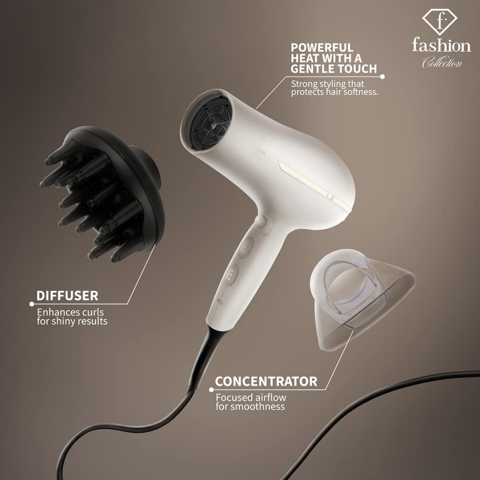 Luxury Ionic Hair Dryer 2300W – Cream–Gold | Berlinger Haus