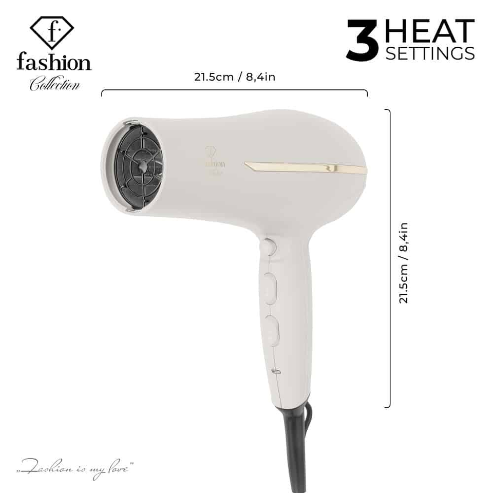 Luxury Ionic Hair Dryer 2300W – Cream–Gold | Berlinger Haus
