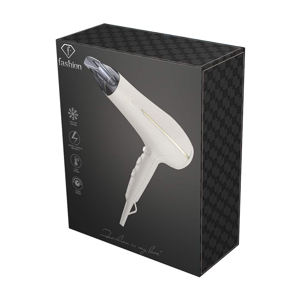 Luxury Ionic Hair Dryer 2300W – Cream–Gold | Berlinger Haus