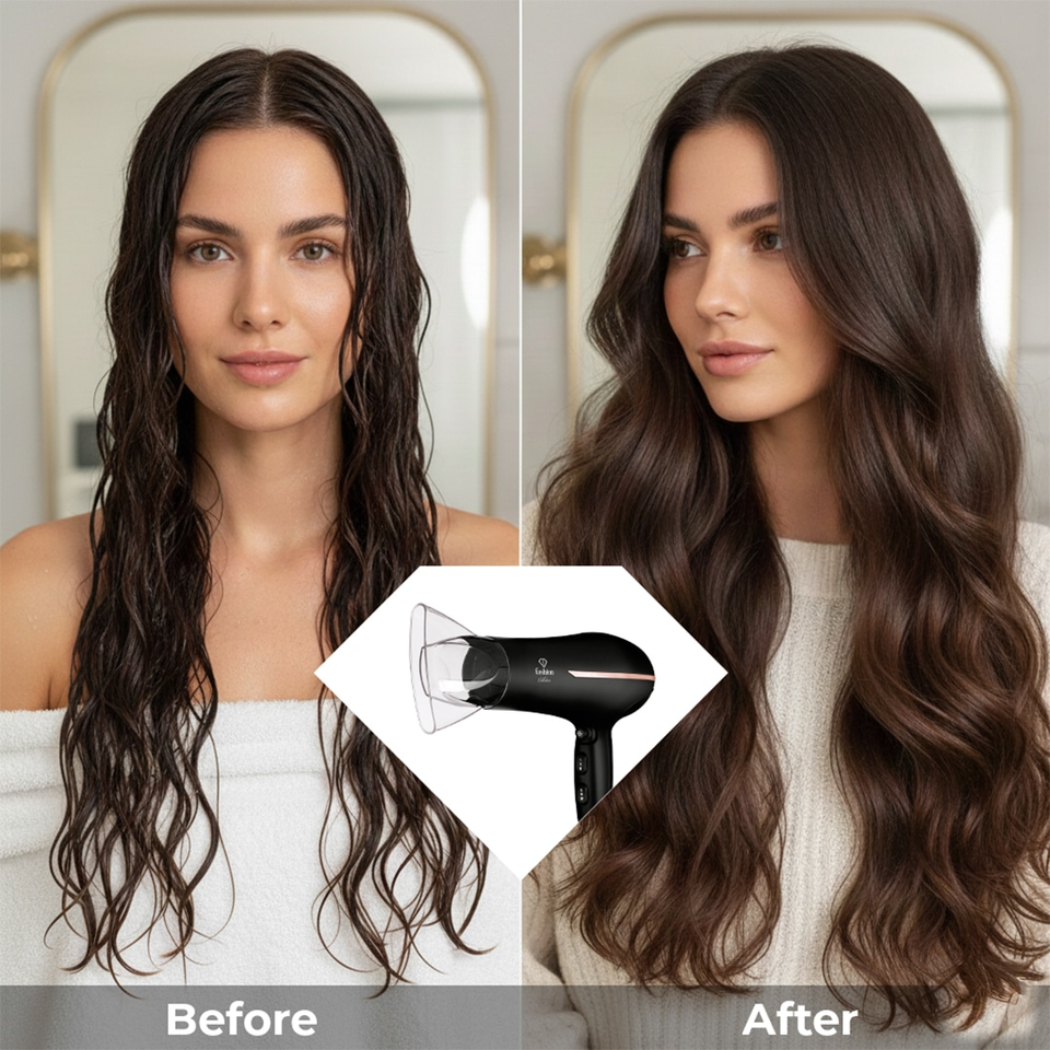 Professional Hair Dryer 2300W – Ionic Technology | Black–Rose Gold | Fashion by Berlinger Haus FTV0144