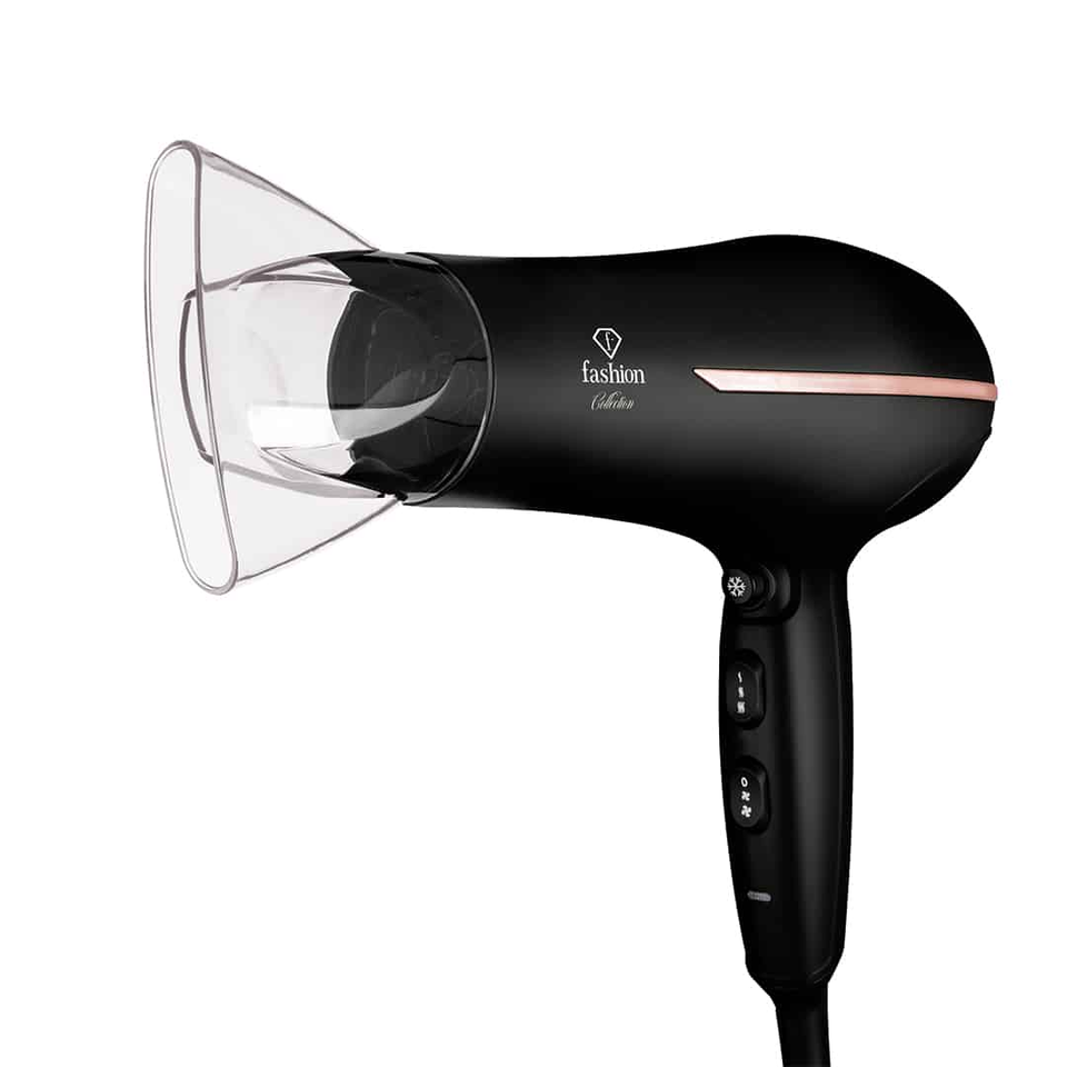 Professional Hair Dryer 2300W – Ionic Technology | Black–Rose Gold | Fashion by Berlinger Haus FTV0144