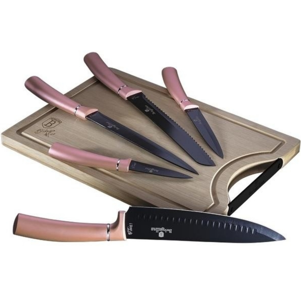 Knife Set with Bamboo Cutting Board Berlinger Haus BH/2554 I-Rose Collection