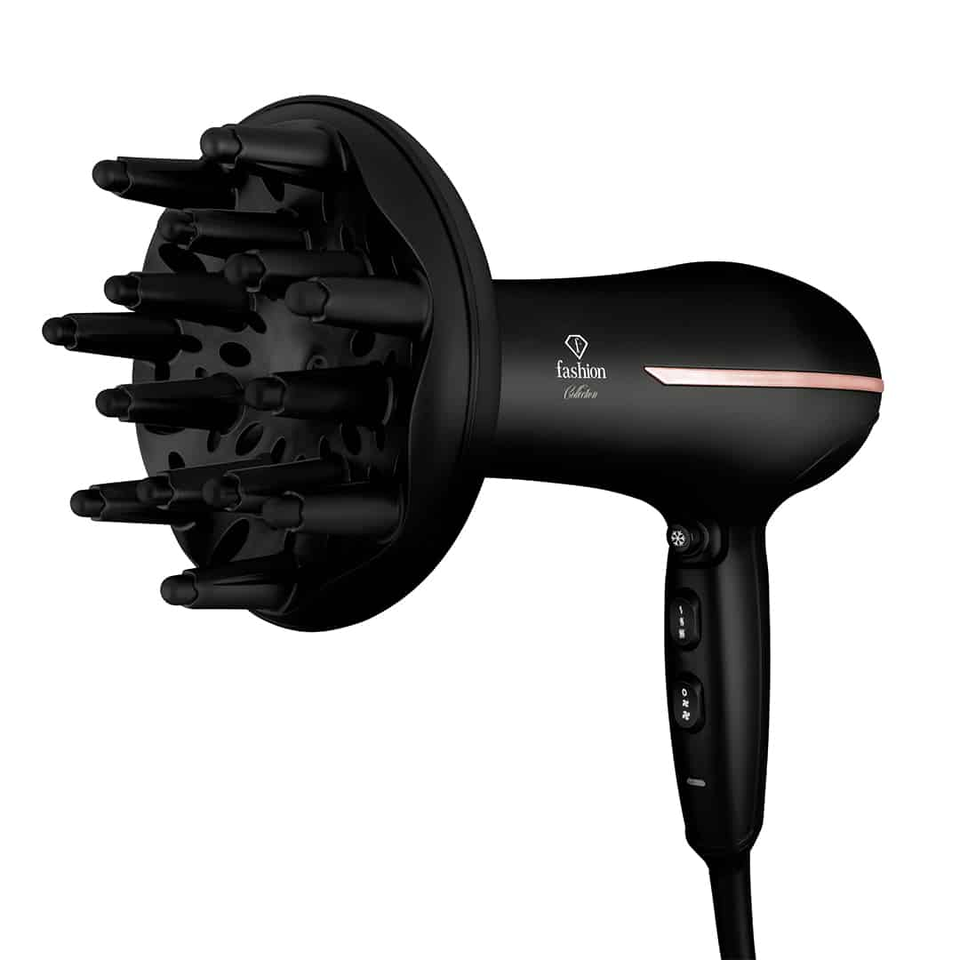 Professional Hair Dryer 2300W – Ionic Technology | Black–Rose Gold | Fashion by Berlinger Haus FTV0144