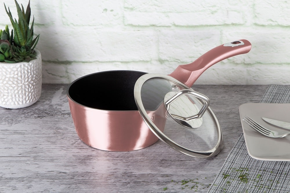 Saucepan with Glass Lid 16 cm Berlinger Haus BH/6033 I-Rose