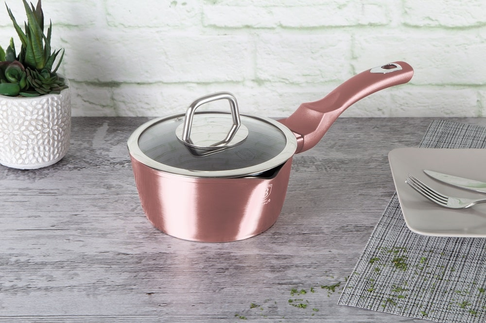 Saucepan with Glass Lid 16 cm Berlinger Haus BH/6033 I-Rose