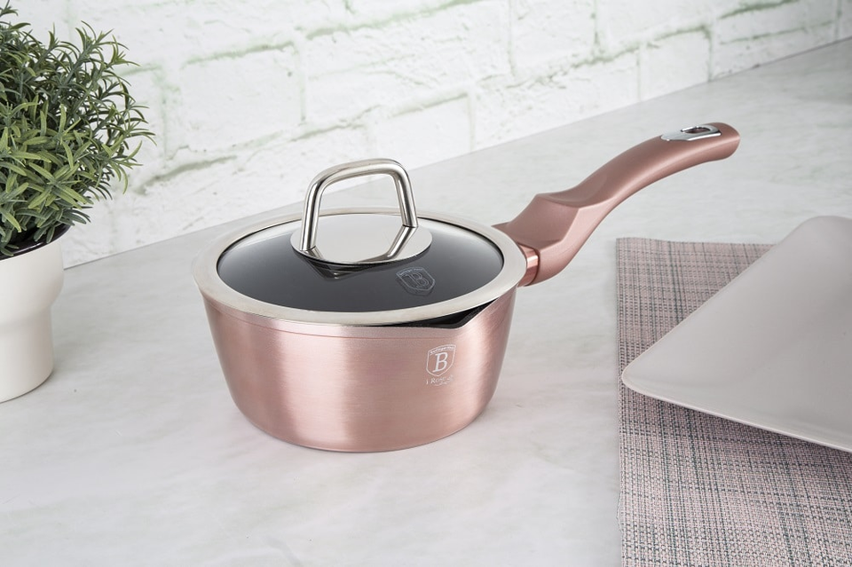 Saucepan with Glass Lid 16 cm Berlinger Haus BH/6033 I-Rose