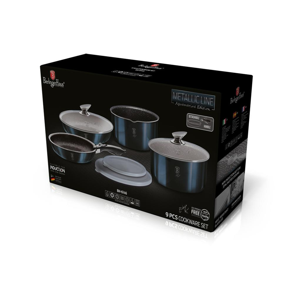 9-Piece Cookware Set Berlinger Haus BH/6146 Aquamarine Collection Blue