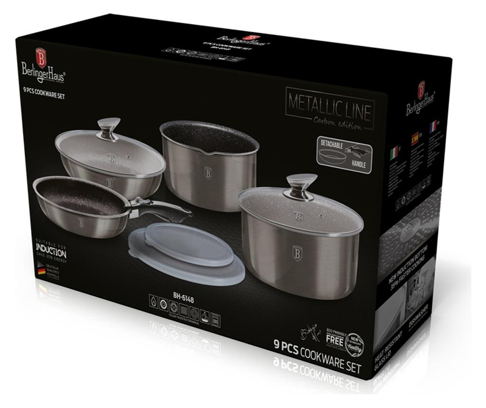 9-Piece Cookware Set Berlinger Haus BH/6148 Carbon Collection