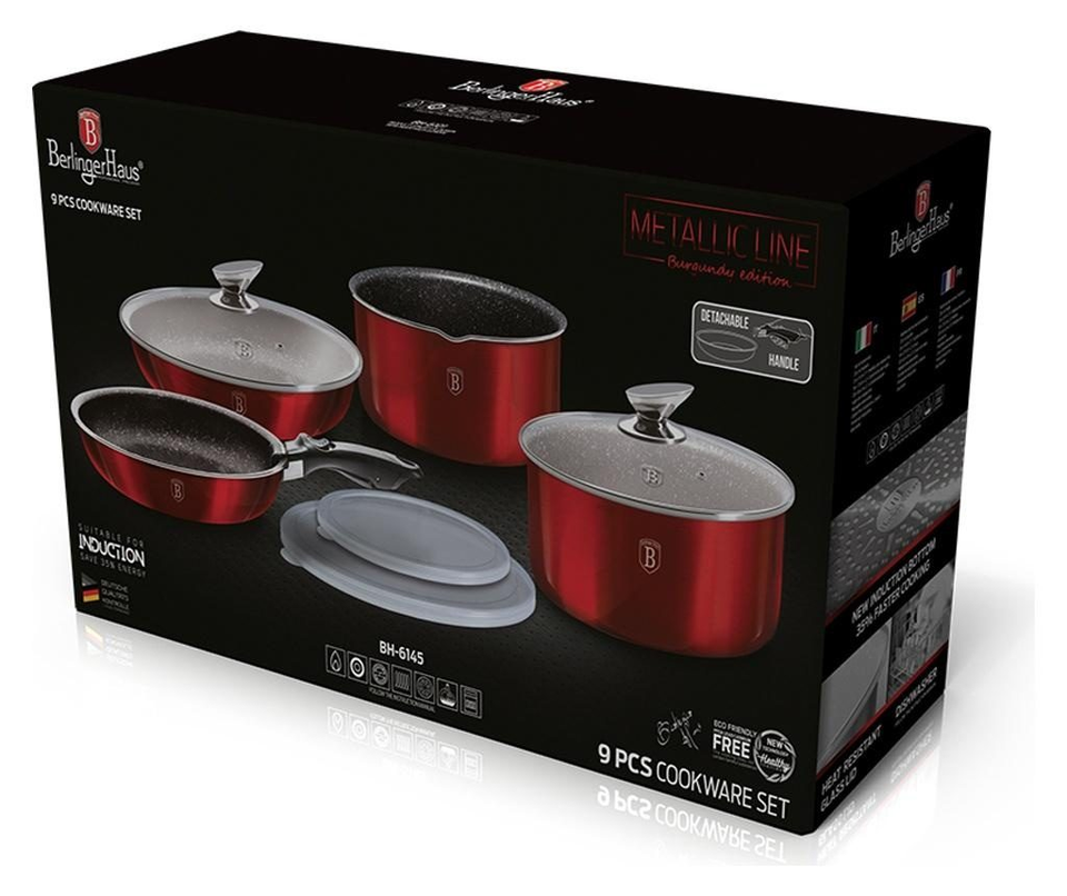9-Piece Cookware Set Berlinger Haus BH/6145 Burgundy Red
