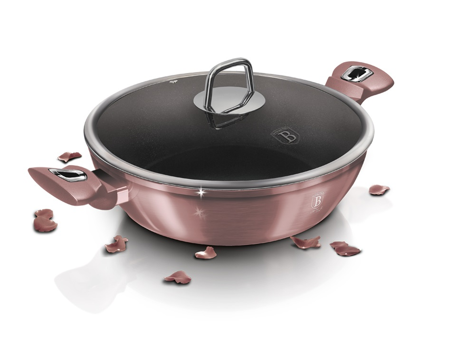 Shallow Pot with Lid 28 cm Berlinger Haus BH/6037 I-Rose Collection Pink