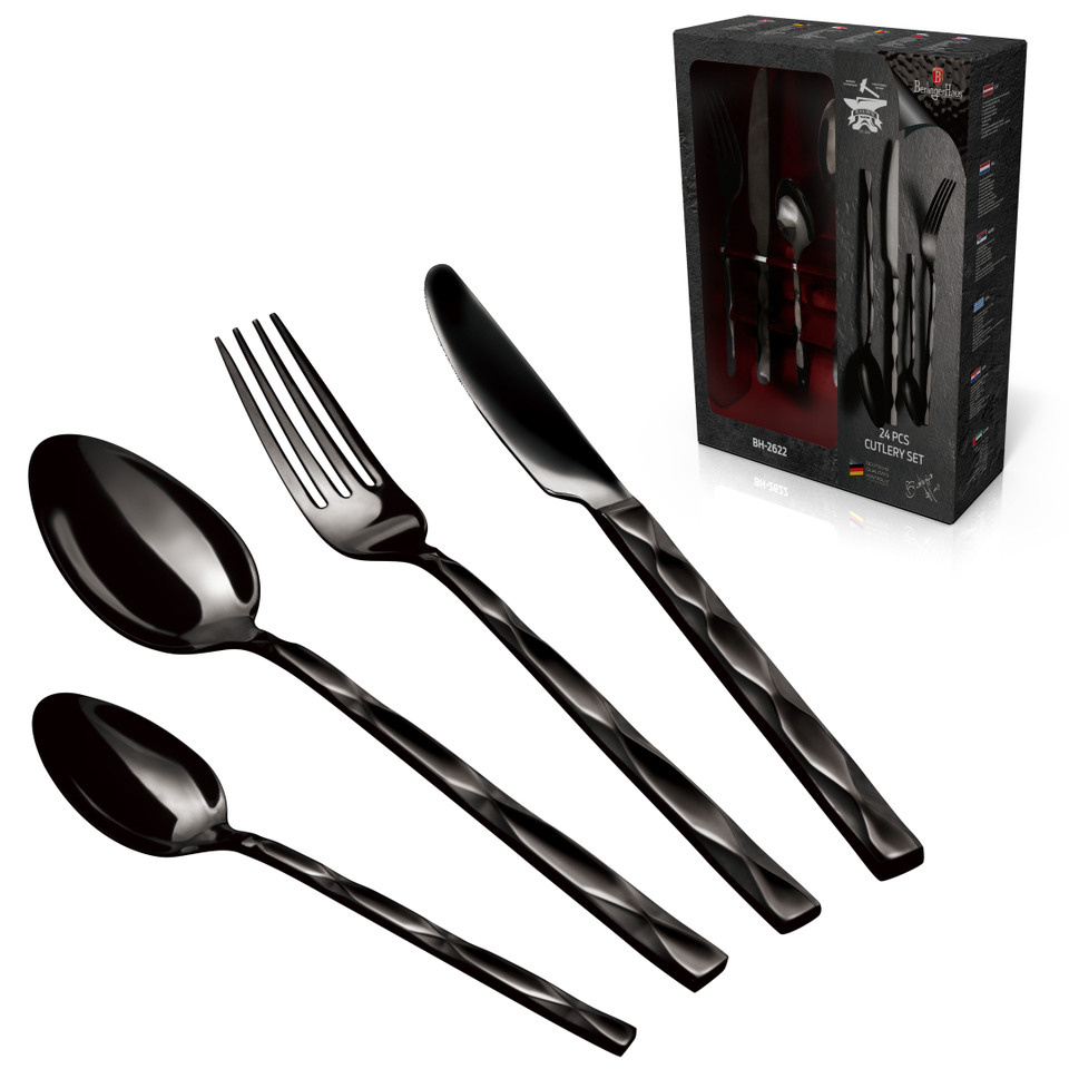 Cutlery Set of 24 Pieces Berlinger Haus BH/2622 Mirror Black