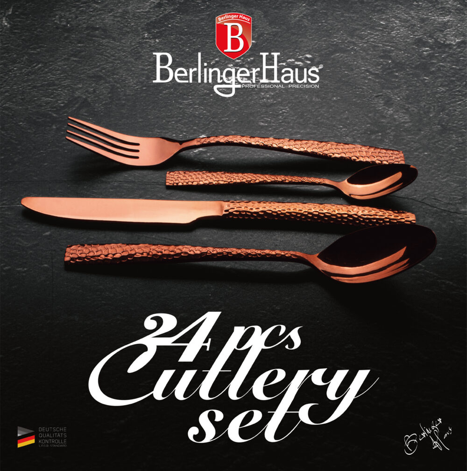 24-Piece Cutlery Set Berlinger Haus BH/2617 Mirror Rose Gold