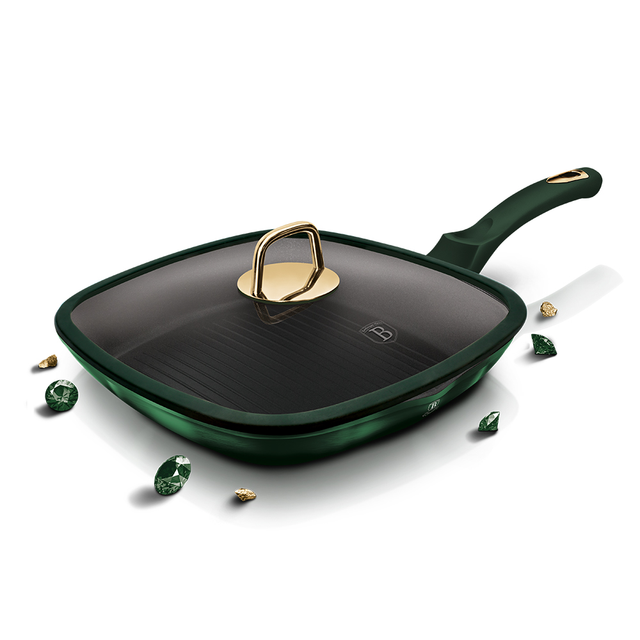 Grill Pan with Glass Lid 28 cm Berlinger Haus BH/6051 Emerald Green