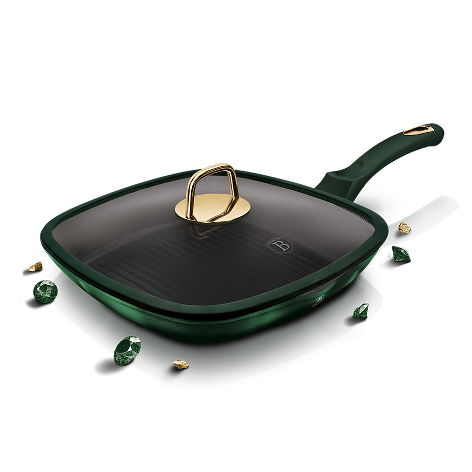 Grill Pan with Glass Lid 28 cm Berlinger Haus BH/6051 Emerald Green