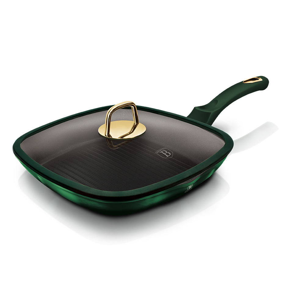 Grill Pan with Glass Lid 28 cm Berlinger Haus BH/6051 Emerald Green
