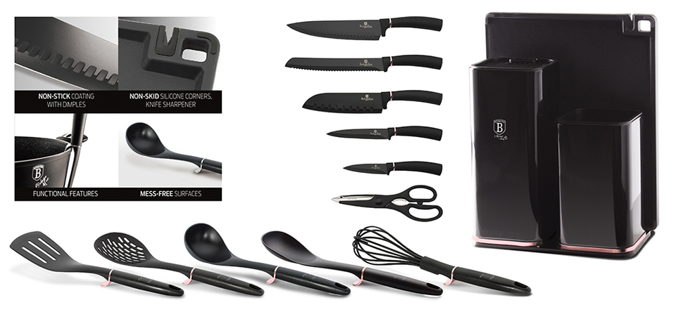 13-Piece Knife Set & Cutting Board Berlinger Haus BH/2546 I-Rose Collection