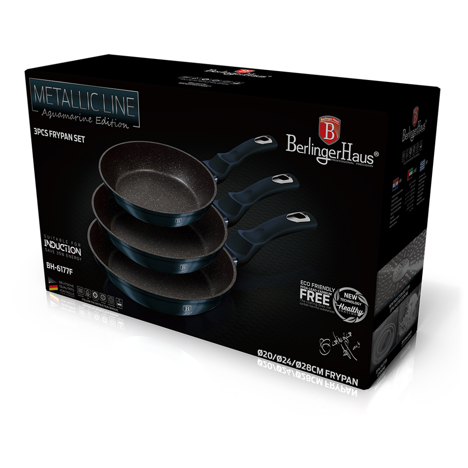 3-Piece Skillet Set  Berlinger Haus BH/6177 Aquamarine