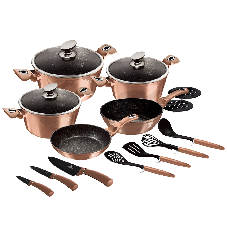 17-Piece Cookware Set Berlinger Haus BH/6161 Rose Gold Collection