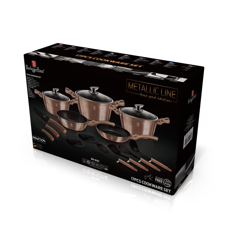 17-Piece Cookware Set Berlinger Haus BH/6161 Rose Gold Collection
