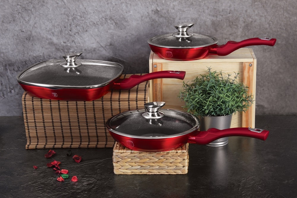 6-Piece Saute Pan Set Berlinger Haus BH/6189 Burgundy
