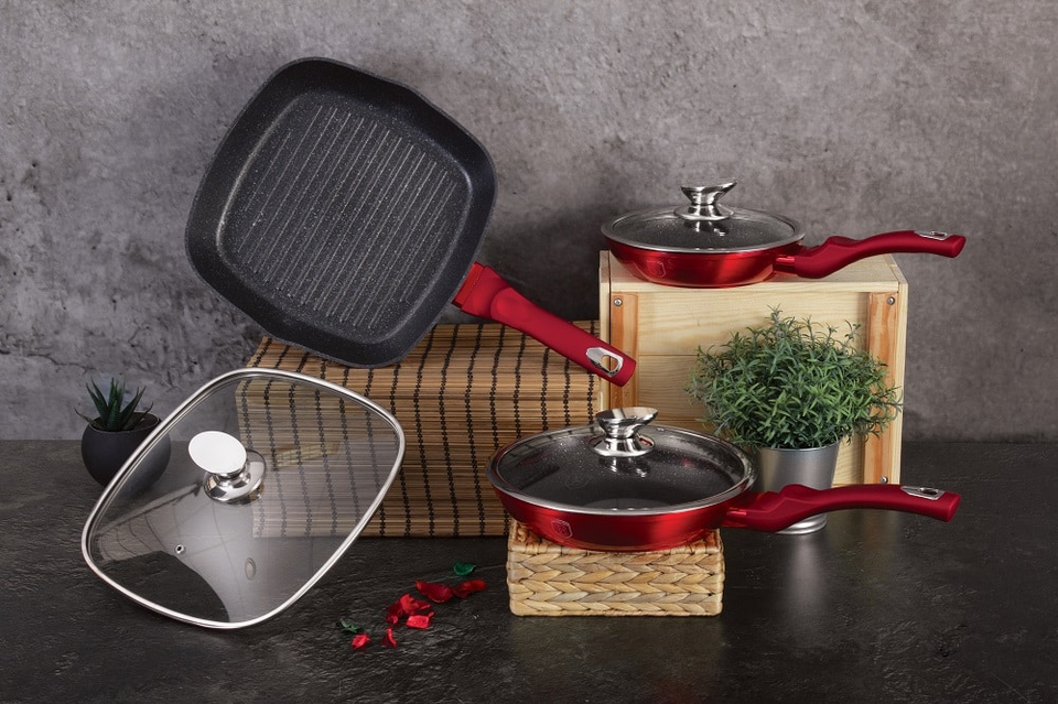 6-Piece Saute Pan Set Berlinger Haus BH/6189 Burgundy