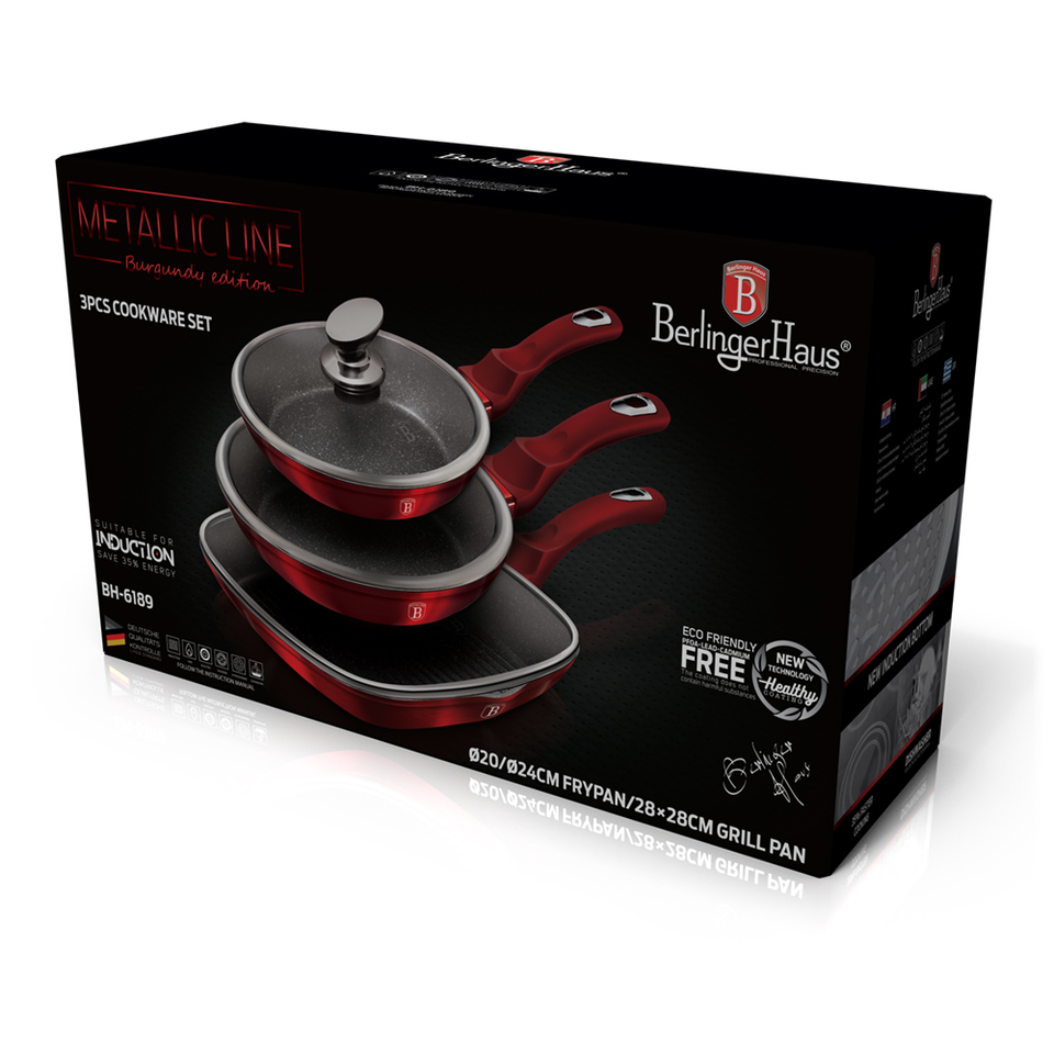6-Piece Saute Pan Set Berlinger Haus BH/6189 Burgundy