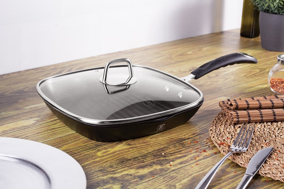 Grill Pan with Glass Lid 28 cm Berlinger Haus BH/6130