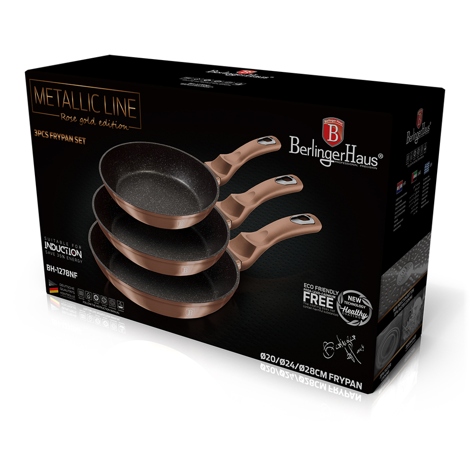 3-Piece Frying Pan Set Berlinger Haus BH/1278 Rose Gold