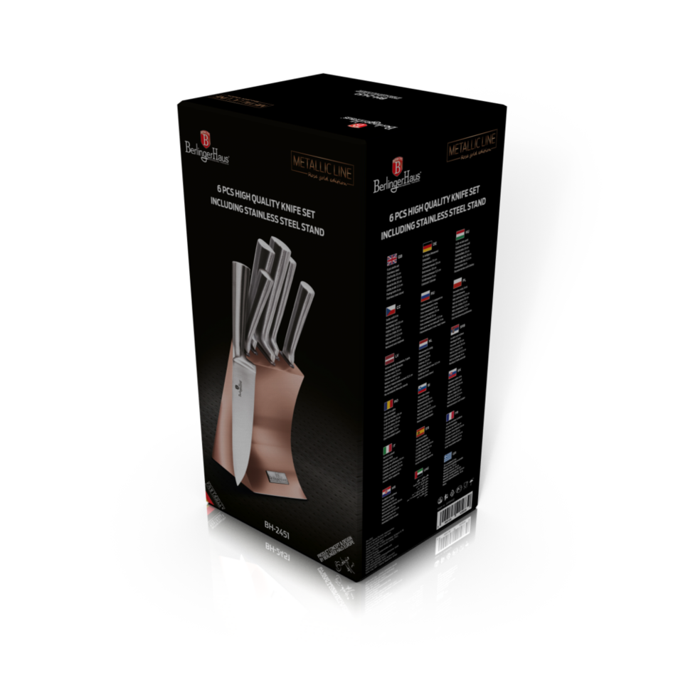Knife Set with Stand Berlinger Haus BH-2451 Rose Gold Collection