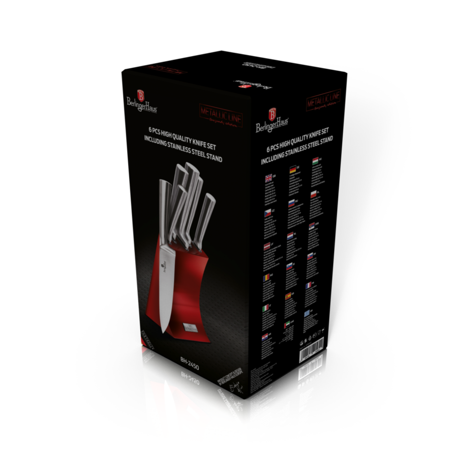 Knife Set with Stand Berlinger Haus BH/2450 Burgundy Line