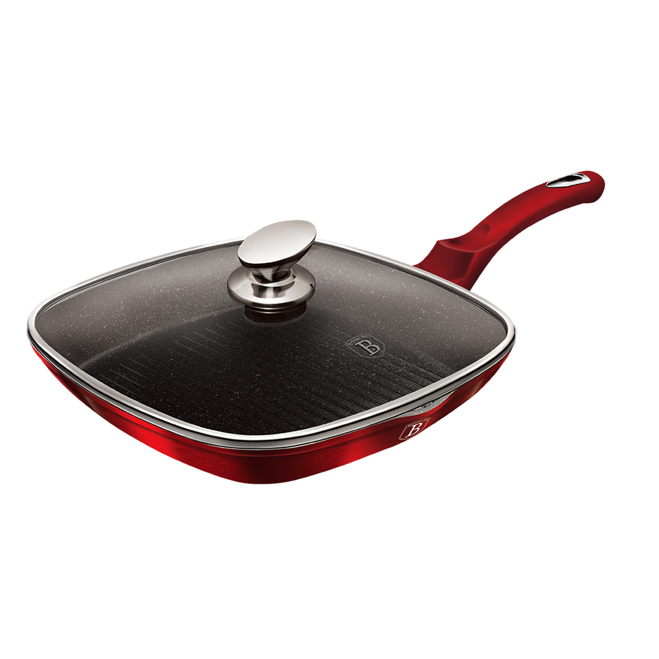 Grill Pan with Glass Lid 28 cm BH/1613 Metallic Line Burgundy Edition