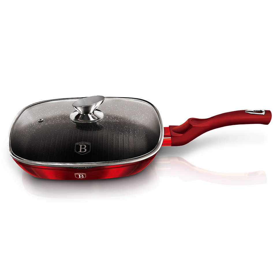 Grill Pan with Glass Lid 28 cm BH/1613 Metallic Line Burgundy Edition