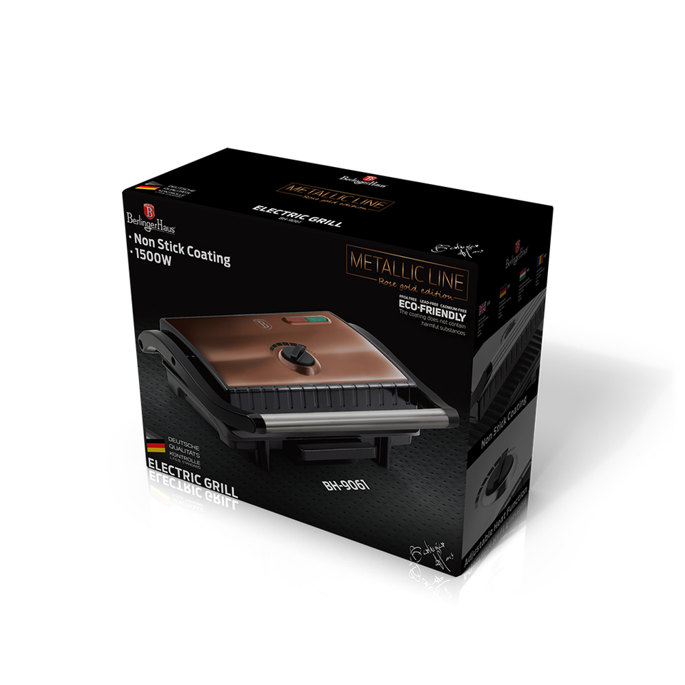 Electric Grill with Oil Drip Pan Berlinger Haus BH/9061 Rose Gold