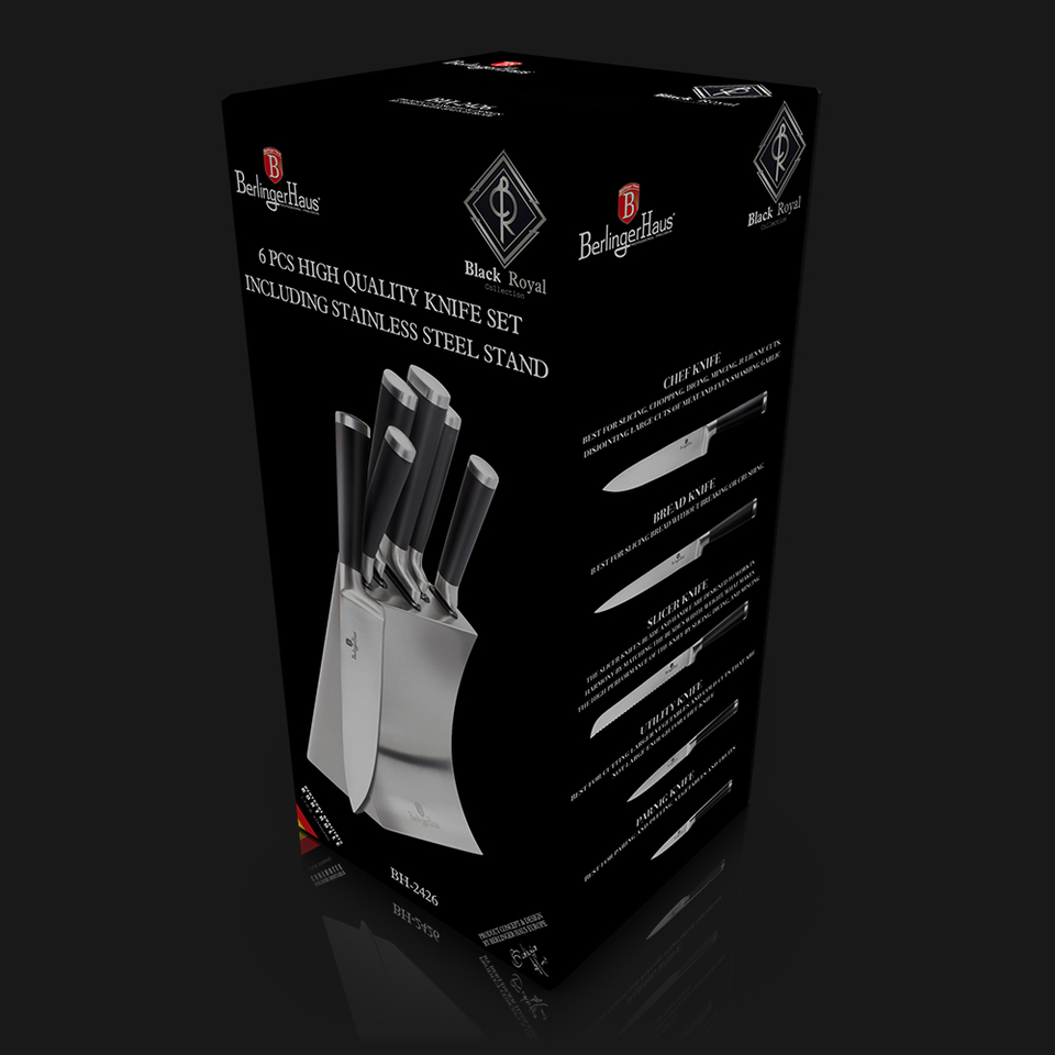 Knife Set with Stand Berlinger Haus BH/2426 Black Royal Line