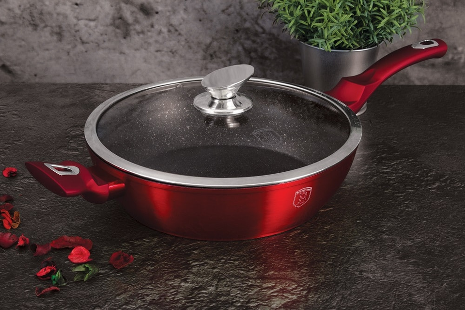 Deep Frying Pan with Lid 28cm Berlinger Haus BH/1260 Burgundy